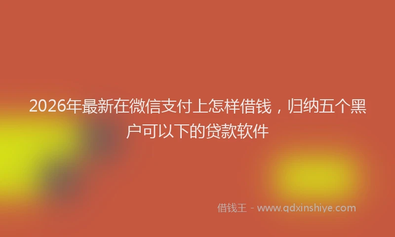 2026年最新在微信支付上怎样借钱,归纳五个黑户可以下的贷款软件