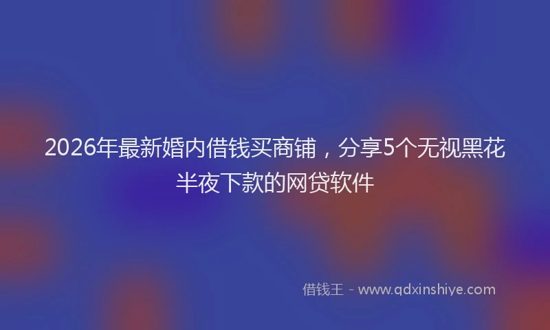 2026年最新婚内借钱买商铺，分享5个无视黑花半夜下款的网贷软件