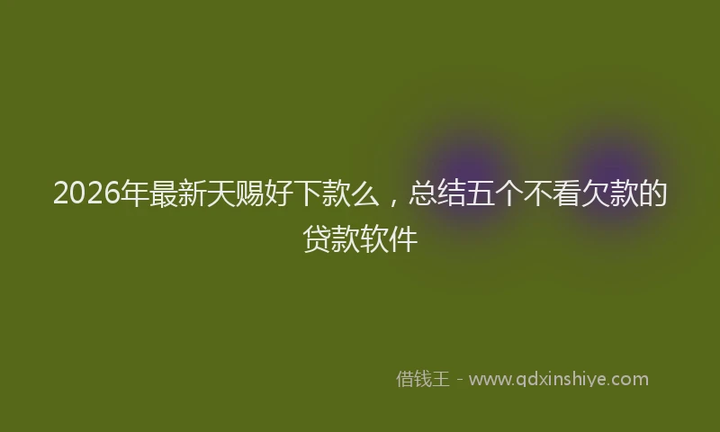2026年最新天赐好下款么，总结五个不看欠款的贷款软件