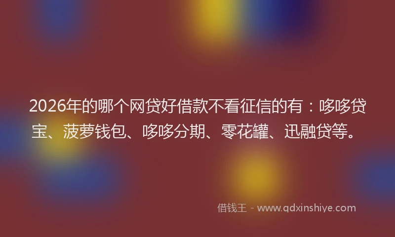 2026年的哪个网贷好借款不看征信的有：哆哆贷宝、菠萝钱包、哆哆分期、零花罐、迅融贷等。