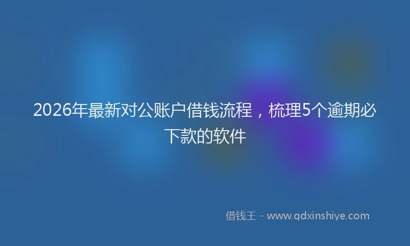 2026年最新对公账户借钱流程，梳理5个逾期必下款的软件