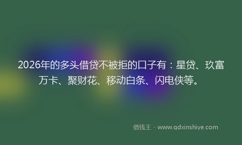 2026年的多头借贷不被拒的口子有：星贷、玖富万卡、聚财花、移动白条、闪电侠等。