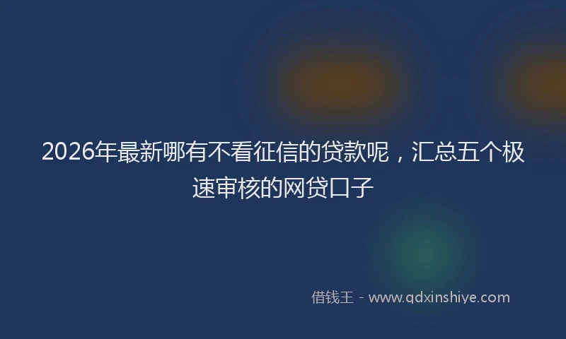 2026年最新哪有不看征信的贷款呢，汇总五个极速审核的网贷口子