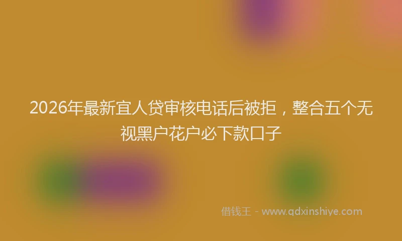 2026年最新宜人贷审核电话后被拒，整合五个无视黑户花户必下款口子