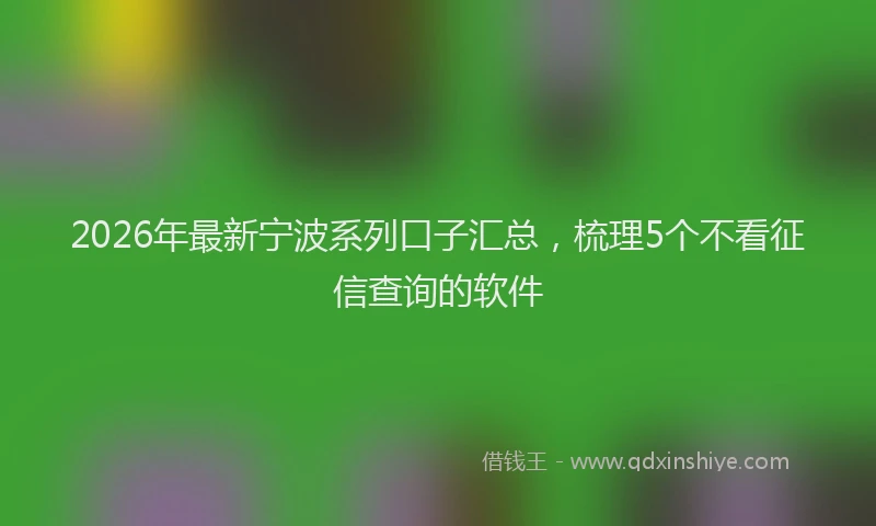 2026年最新宁波系列口子汇总，梳理5个不看征信查询的软件