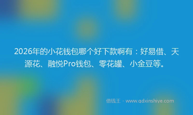 2026年的小花钱包哪个好下款啊有：好易借、天源花、融悦Pro钱包、零花罐、小金豆等。