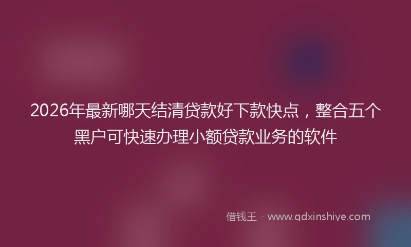 2026年最新哪天结清贷款好下款快点,整合五个黑户可快速办理小额贷款业务的软件