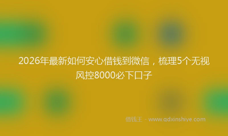 2026年最新如何安心借钱到微信，梳理5个无视风控8000必下口子