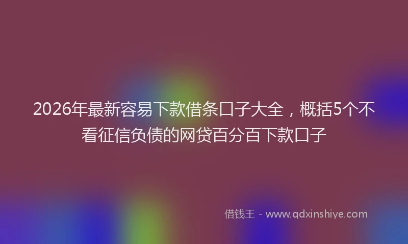 2026年最新容易下款借条口子大全，概括5个不看征信负债的网贷百分百下款口子