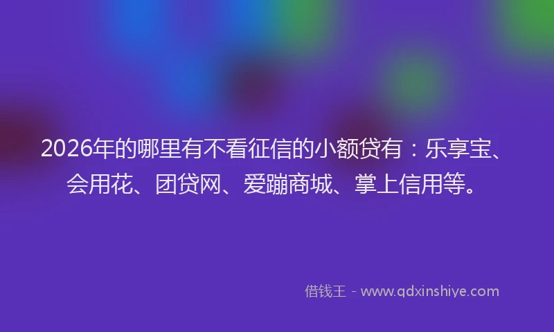 2026年的哪里有不看征信的小额贷有：乐享宝、会用花、团贷网、爱蹦商城、掌上信用等。
