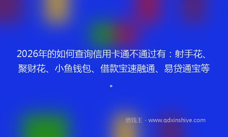 2026年的如何查询信用卡通不通过有：射手花、聚财花、小鱼钱包、借款宝速融通、易贷通宝等。