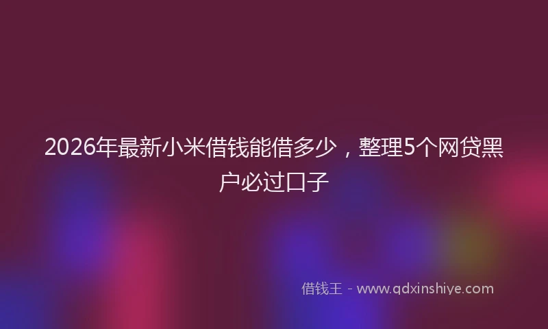 2026年最新小米借钱能借多少，整理5个网贷黑户必过口子