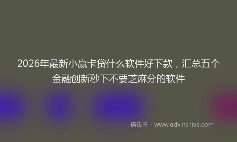 2026年最新小赢卡贷什么软件好下款，汇总五个金融创新秒下不要芝麻分的软件