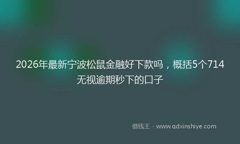 2026年最新宁波松鼠金融好下款吗，概括5个714无视逾期秒下的口子