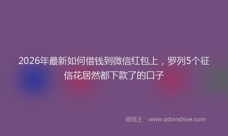 2026年最新如何借钱到微信红包上，罗列5个征信花居然都下款了的口子