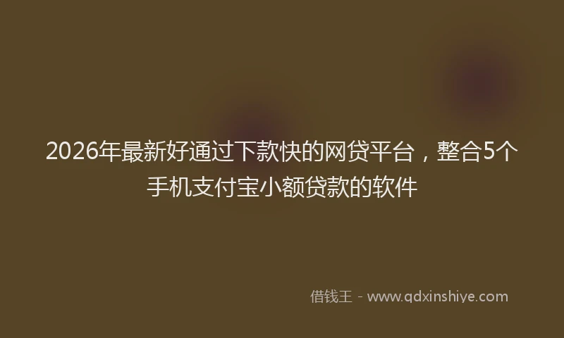 2026年最新好通过下款快的网贷平台，整合5个手机支付宝小额贷款的软件