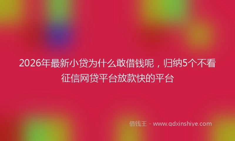 2026年最新小贷为什么敢借钱呢，归纳5个不看征信网贷平台放款快的平台