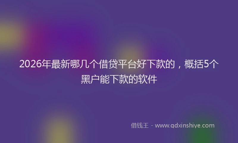 2026年最新哪几个借贷平台好下款的,概括5个黑户能下款的软件