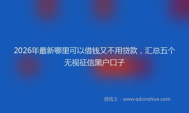 2026年最新哪里可以借钱又不用贷款,汇总五个无视征信黑户口子