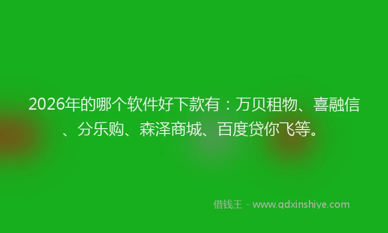 2026年的哪个软件好下款有:万贝租物、喜融信、分乐购、森泽商城、百度贷你飞等。