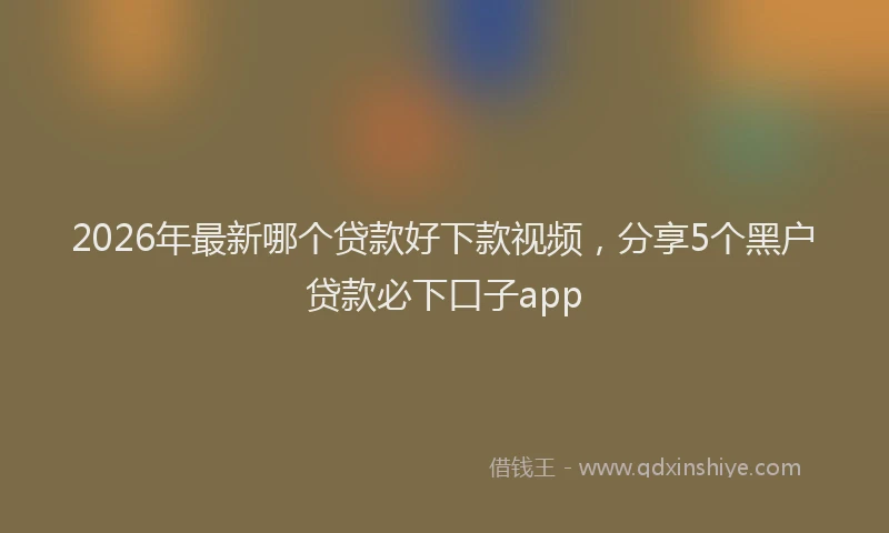 2026年最新哪个贷款好下款视频,分享5个黑户贷款必下口子app