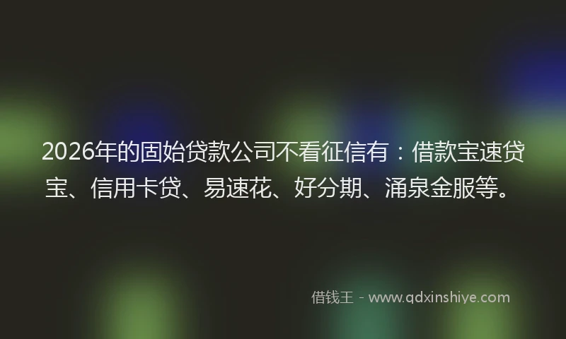 2026年的固始贷款公司不看征信有:借款宝速贷宝、信用卡贷、易速花、好分期、涌泉金服等。