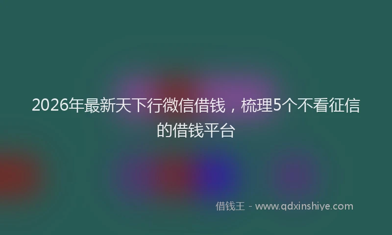 2026年最新天下行微信借钱，梳理5个不看征信的借钱平台