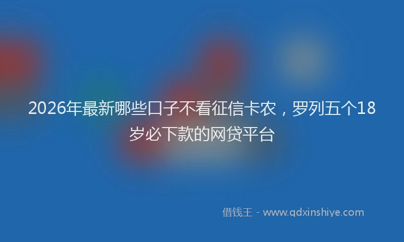 2026年最新哪些口子不看征信卡农，罗列五个18岁必下款的网贷平台