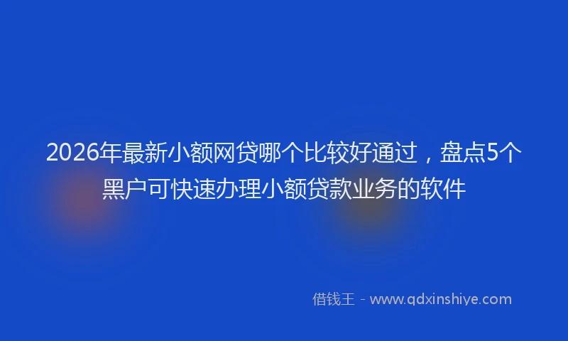 2026年最新小额网贷哪个比较好通过，盘点5个黑户可快速办理小额贷款业务的软件