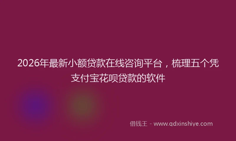 2026年最新小额贷款在线咨询平台，梳理五个凭支付宝花呗贷款的软件