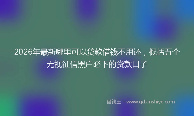 2026年最新哪里可以贷款借钱不用还，概括五个无视征信黑户必下的贷款口子