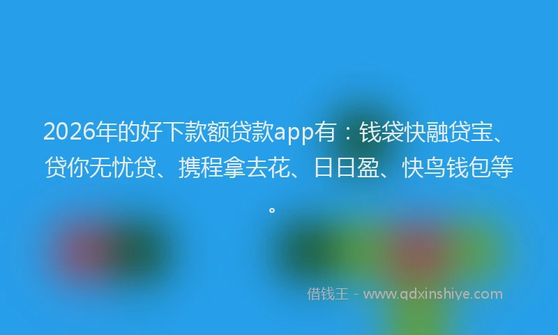 2026年的好下款额贷款app有：钱袋快融贷宝、贷你无忧贷、携程拿去花、日日盈、快鸟钱包等。