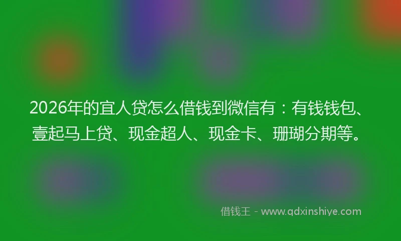 2026年的宜人贷怎么借钱到微信有：有钱钱包、壹起马上贷、现金超人、现金卡、珊瑚分期等。