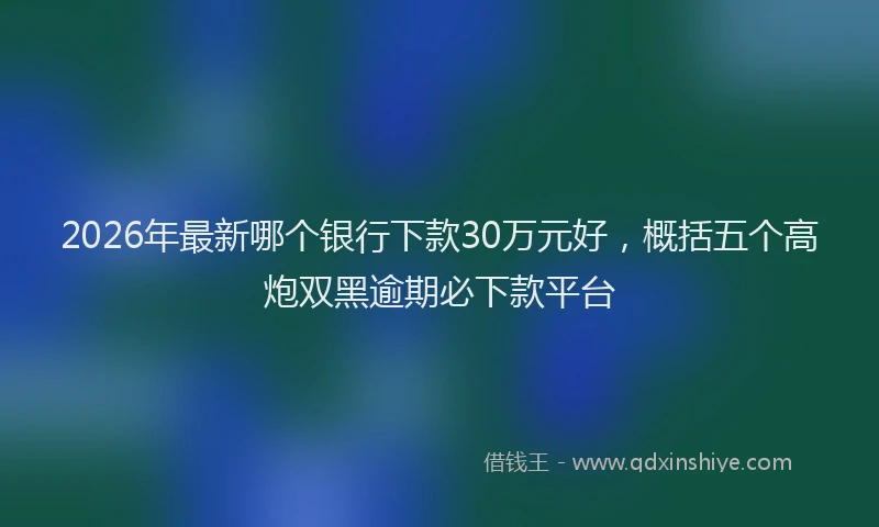 2026年最新哪个银行下款30万元好，概括五个高炮双黑逾期必下款平台