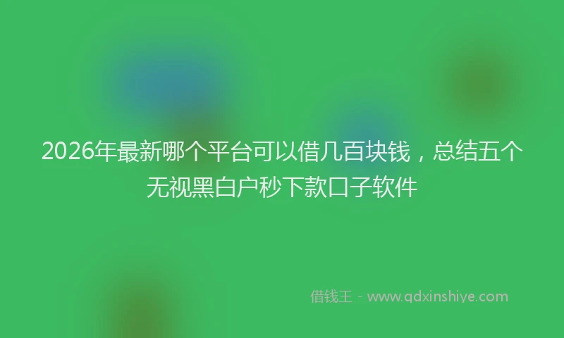 2026年最新哪个平台可以借几百块钱,总结五个无视黑白户秒下款口子软件