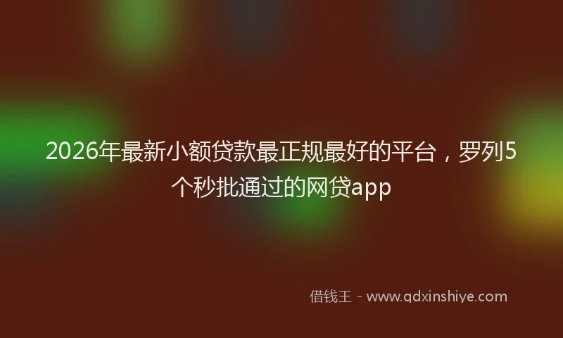 2026年最新小额贷款最正规最好的平台，罗列5个秒批通过的网贷app