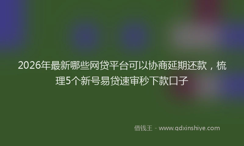 2026年最新哪些网贷平台可以协商延期还款,梳理5个新号易贷速审秒下款口子