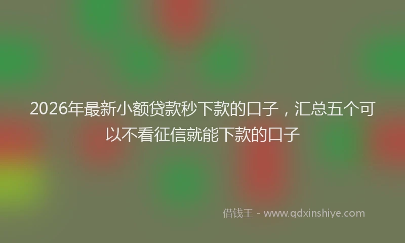 2026年最新小额贷款秒下款的口子，汇总五个可以不看征信就能下款的口子