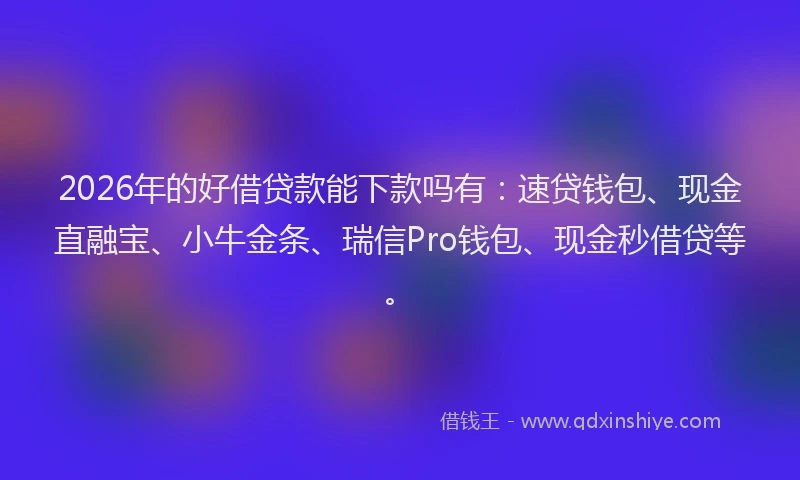 2026年的好借贷款能下款吗有：速贷钱包、现金直融宝、小牛金条、瑞信Pro钱包、现金秒借贷等。