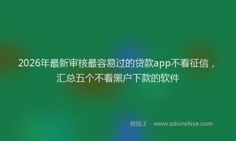 2026年最新审核最容易过的贷款app不看征信，汇总五个不看黑户下款的软件