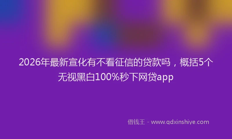 2026年最新宣化有不看征信的贷款吗，概括5个无视黑白100%秒下网贷app