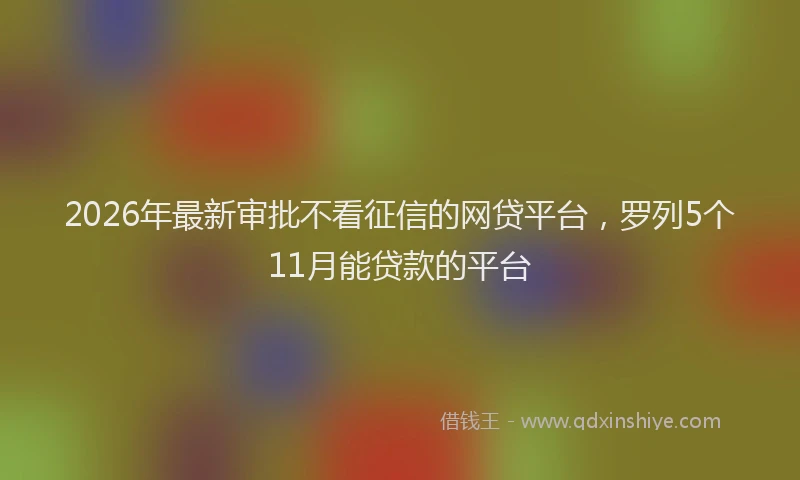 2026年最新审批不看征信的网贷平台，罗列5个11月能贷款的平台