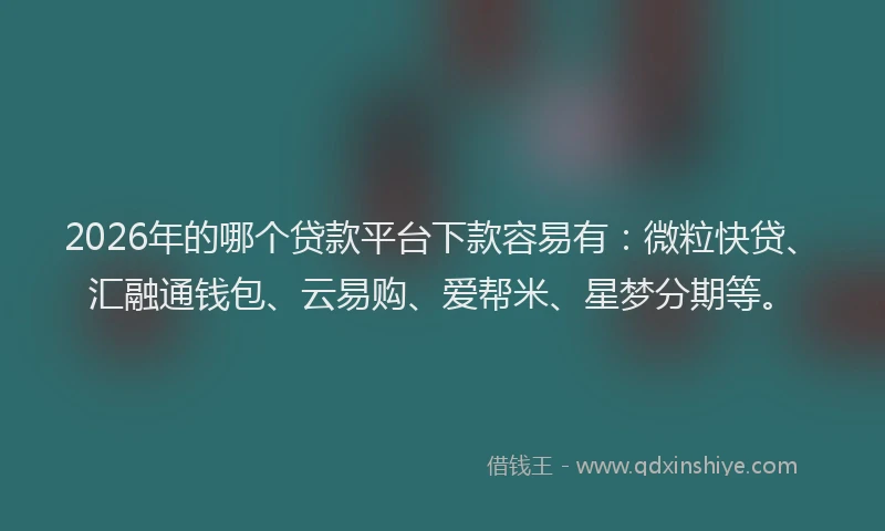 2026年的哪个贷款平台下款容易有:微粒快贷、汇融通钱包、云易购、爱帮米、星梦分期等。