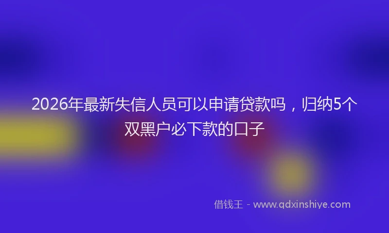 2026年最新失信人员可以申请贷款吗，归纳5个双黑户必下款的口子