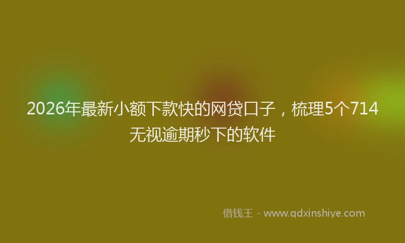 2026年最新小额下款快的网贷口子，梳理5个714无视逾期秒下的软件