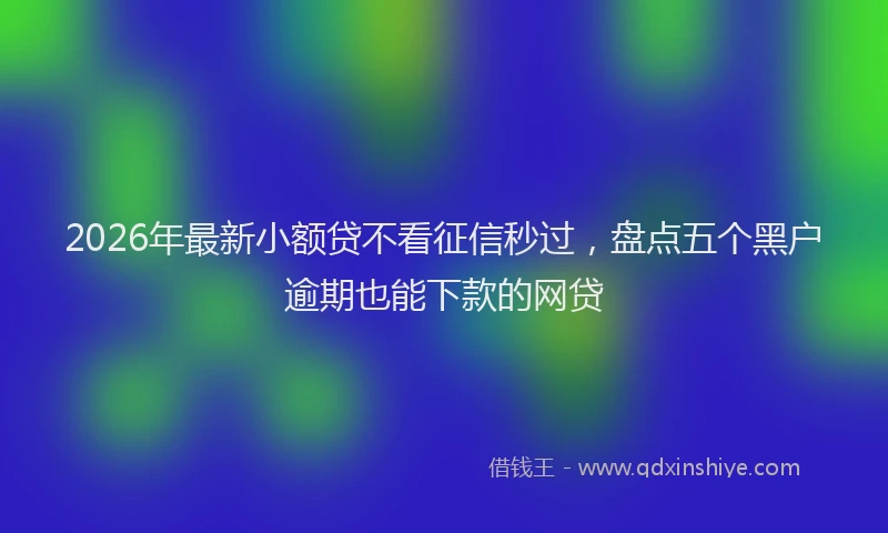 2026年最新小额贷不看征信秒过，盘点五个黑户逾期也能下款的网贷