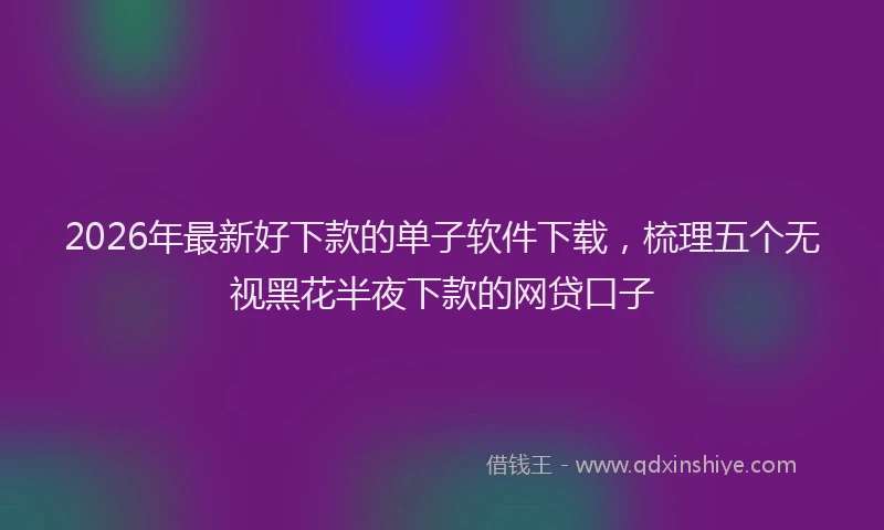 2026年最新好下款的单子软件下载，梳理五个无视黑花半夜下款的网贷口子