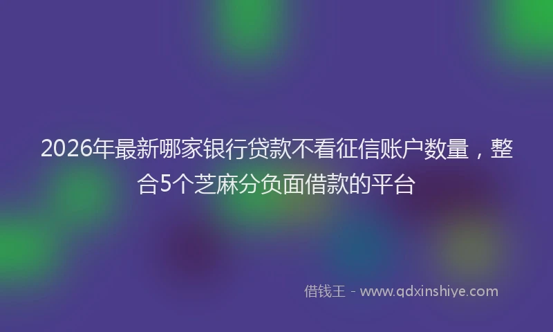 2026年最新哪家银行贷款不看征信账户数量,整合5个芝麻分负面借款的平台