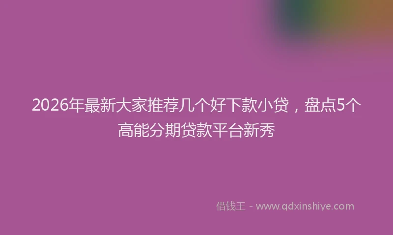 2026年最新大家推荐几个好下款小贷,盘点5个高能分期贷款平台新秀