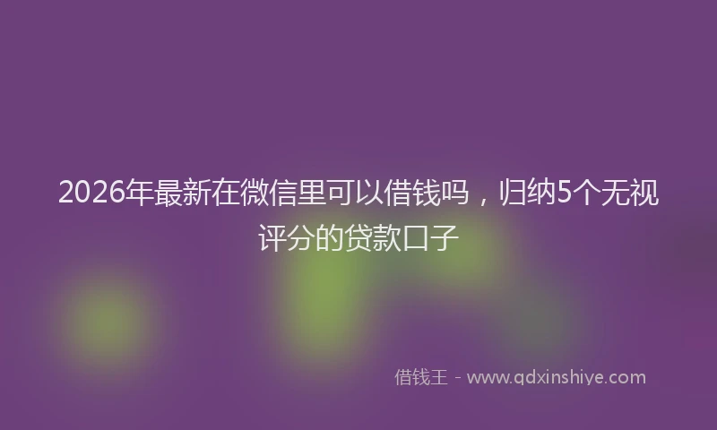 2026年最新在微信里可以借钱吗，归纳5个无视评分的贷款口子